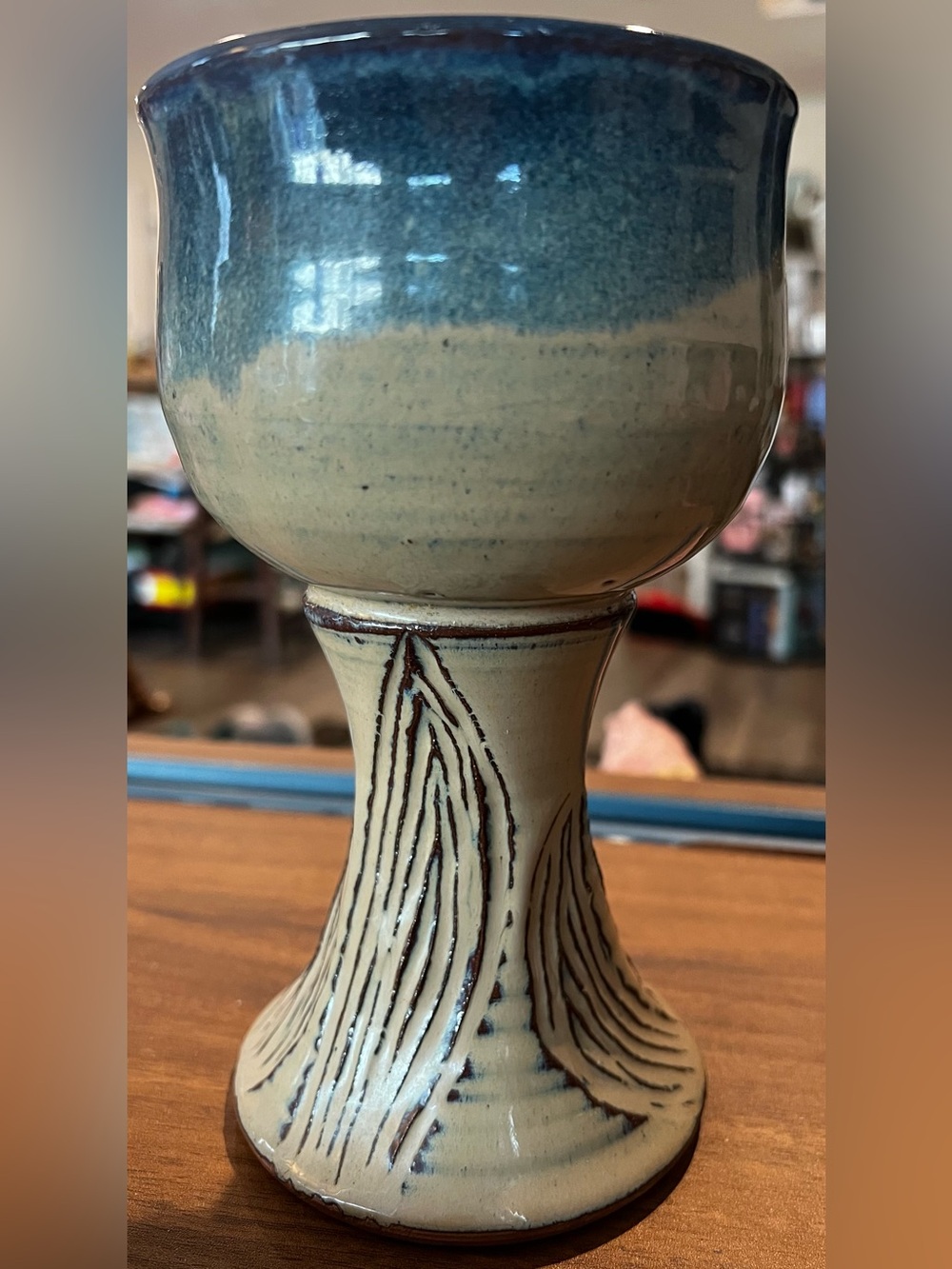 Studio Pottery Beautiful Chalice Goblet Artist Signed Marysia 2004 Religious